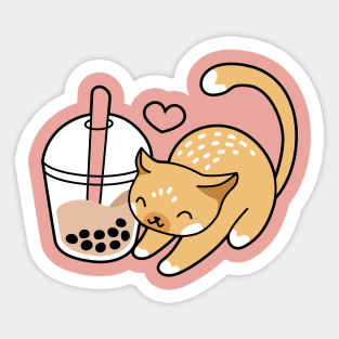 Cute Cat and Bubble Tea - Kitty Boba Tea Sticker